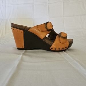 DANSKO Fern Burnt Orange Leather Platform Slip On Sandals